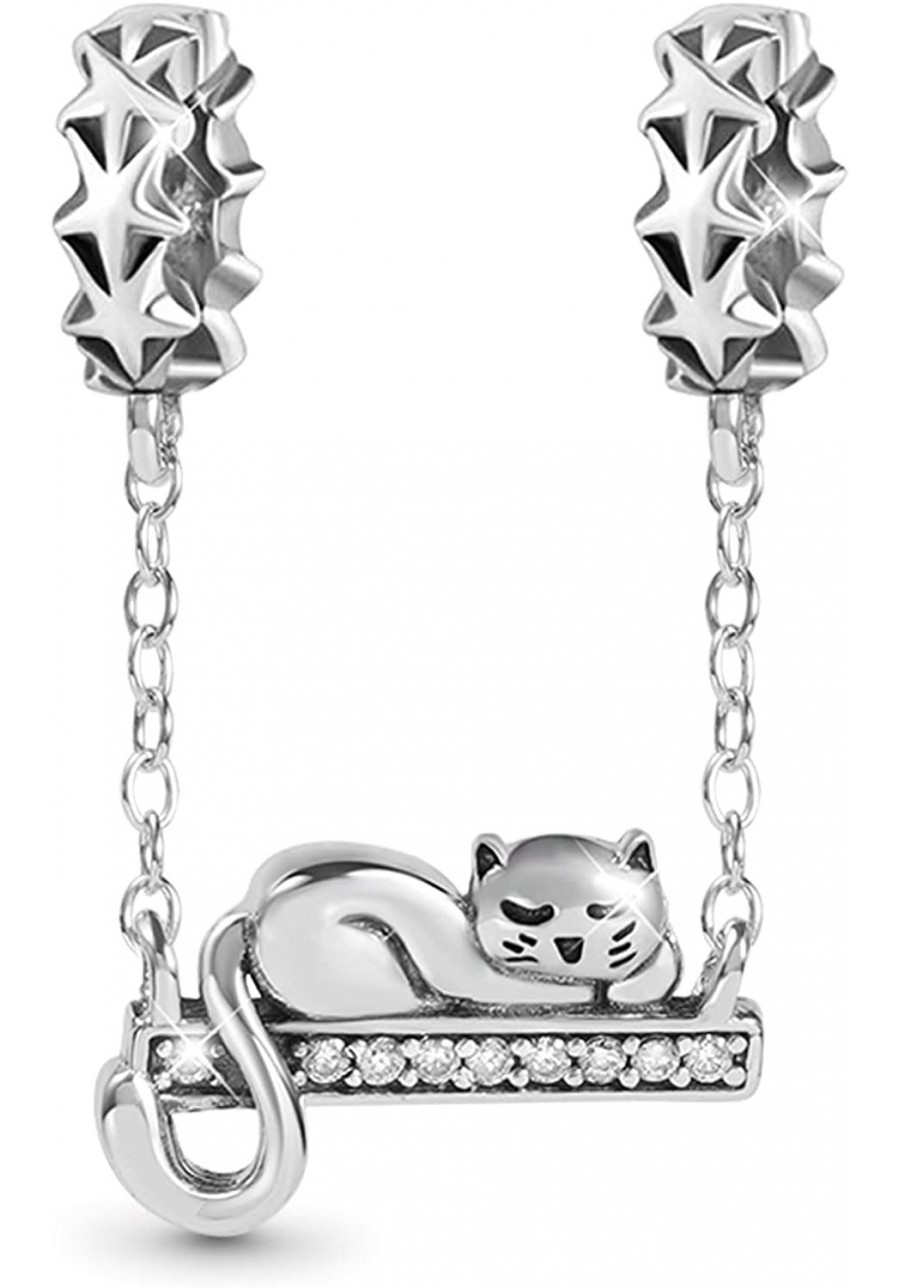 Lovely Cat Pendant Charm Sterling Silver Dangle Charm Fit Bracelet/Necklace For Women Girls Wife Daughter $19.20 Charms & Cha...