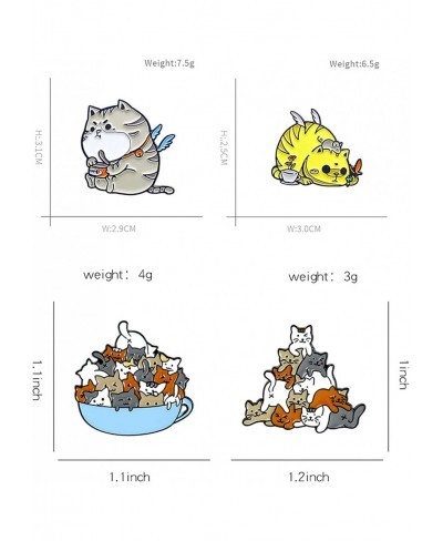 Cawsen 4PC Cute Cartoon Cat Enamel Brooch Pins for Women Kids Funny Cat Lapel Badge Animal Pet Button Pins Jewelry for Clothi...