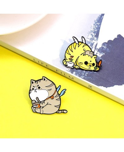 Cawsen 4PC Cute Cartoon Cat Enamel Brooch Pins for Women Kids Funny Cat Lapel Badge Animal Pet Button Pins Jewelry for Clothi...