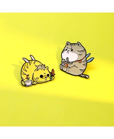 Cawsen 4PC Cute Cartoon Cat Enamel Brooch Pins for Women Kids Funny Cat Lapel Badge Animal Pet Button Pins Jewelry for Clothi...