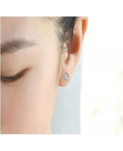 Delicate Crystal Earring Rotation Love Pattern Rhinestone Silver Plated Stud Earrings Female Wedding Party Jewelry $6.34 Stud