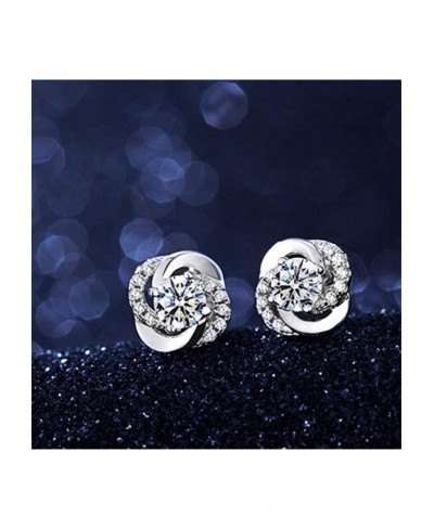 Delicate Crystal Earring Rotation Love Pattern Rhinestone Silver Plated Stud Earrings Female Wedding Party Jewelry $6.34 Stud