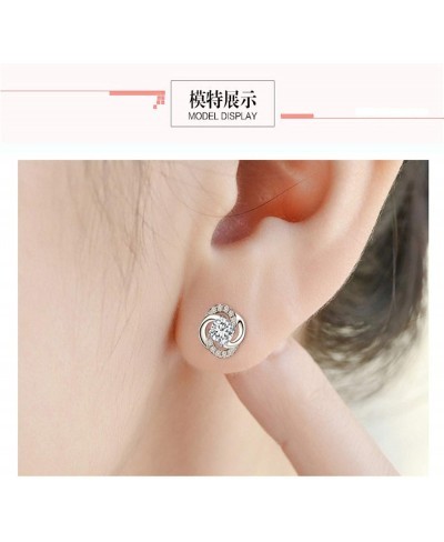 Delicate Crystal Earring Rotation Love Pattern Rhinestone Silver Plated Stud Earrings Female Wedding Party Jewelry $6.34 Stud