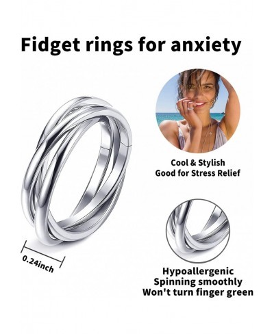 Anxiety Ring for Women Men Stainless Steel Fidget Rings Anti Stress Relieving Spinner Teens Girls with Moon Star Sun Flower T...