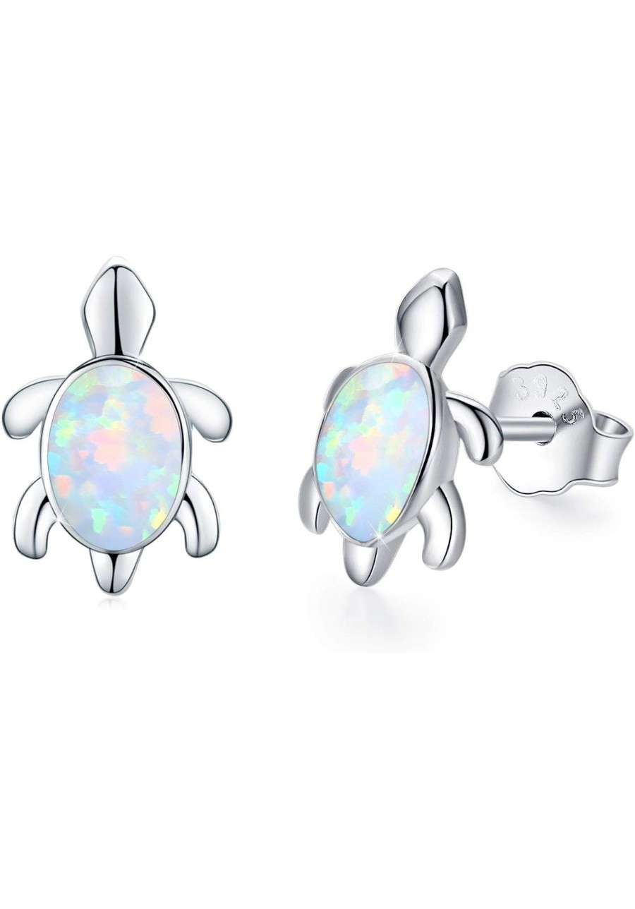 Turtle Earrings 925 Sterling Silver Opal Earrings for Women Turtle Jewelry Turtle Stud Earrings for Women Hypoallergenic Earr...