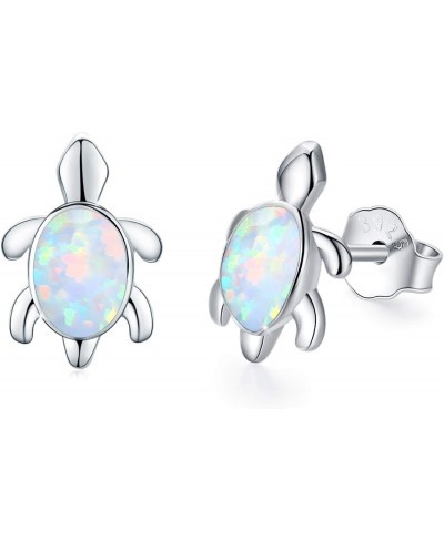 Turtle Earrings 925 Sterling Silver Opal Earrings for Women Turtle Jewelry Turtle Stud Earrings for Women Hypoallergenic Earr...