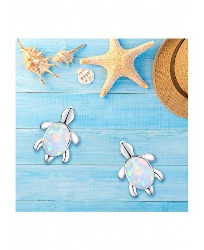 Turtle Earrings 925 Sterling Silver Opal Earrings for Women Turtle Jewelry Turtle Stud Earrings for Women Hypoallergenic Earr...