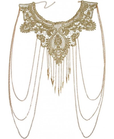 Gold Fine Chain Flower Lace Bikini Body Chain Necklace Jewelry for Women $20.33 Body Chains