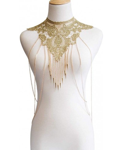 Gold Fine Chain Flower Lace Bikini Body Chain Necklace Jewelry for Women $20.33 Body Chains