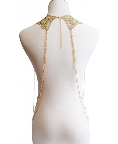 Gold Fine Chain Flower Lace Bikini Body Chain Necklace Jewelry for Women $20.33 Body Chains