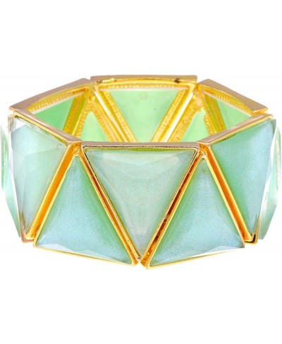 Mint Green Egyptian Pyramid Style Statement Bracelet With Golden Toned Accents $22.84 Bangle
