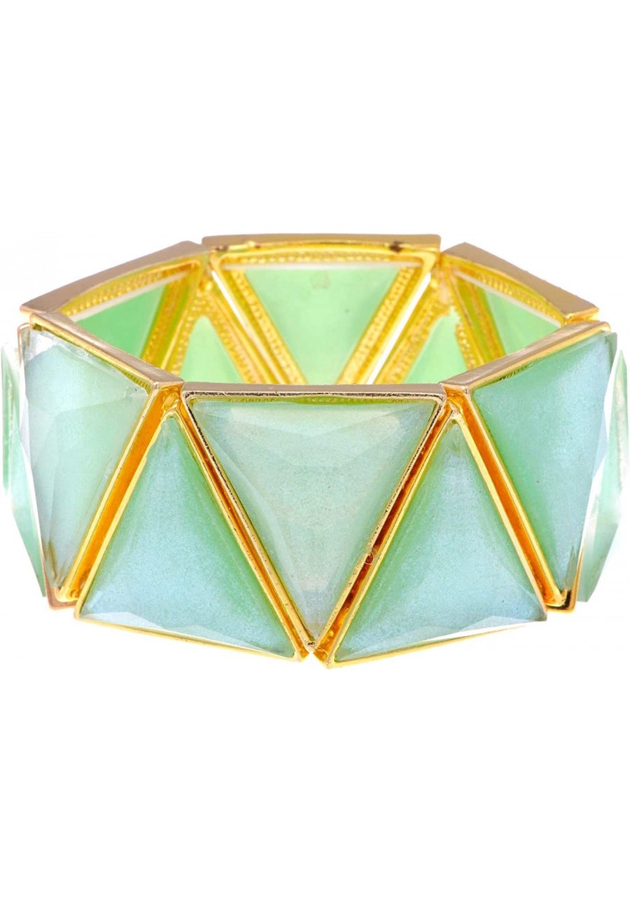 Mint Green Egyptian Pyramid Style Statement Bracelet With Golden Toned Accents $22.84 Bangle