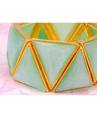 Mint Green Egyptian Pyramid Style Statement Bracelet With Golden Toned Accents $22.84 Bangle