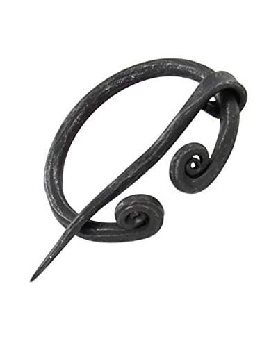 Hand Forged Iron Penannular Brooch with Rolled Ends $18.38 Brooches & Pins