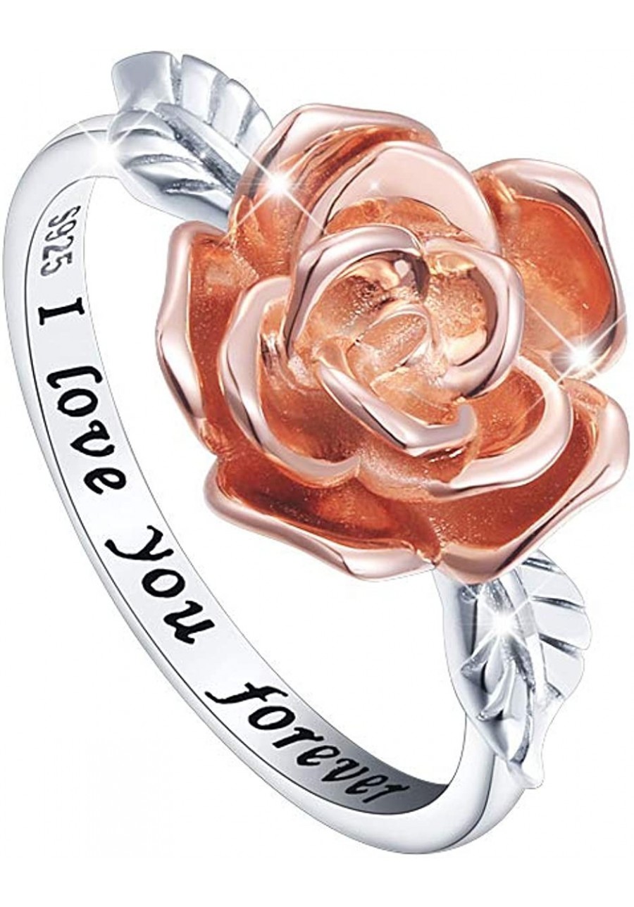 S925 Sterling Silver 3D Wedding Engagement Rose Flower Love Jewelry Bands Promise Ring for Women Teen Girl $23.06 Promise Rings