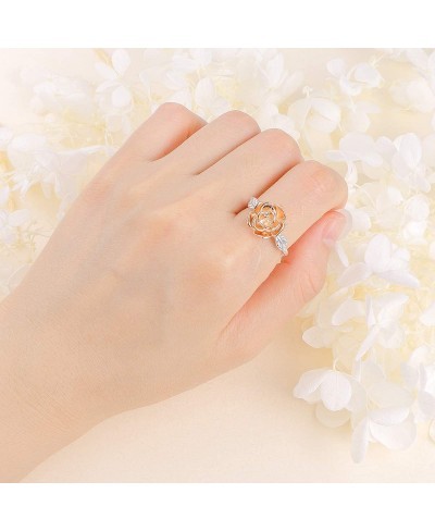 S925 Sterling Silver 3D Wedding Engagement Rose Flower Love Jewelry Bands Promise Ring for Women Teen Girl $23.06 Promise Rings