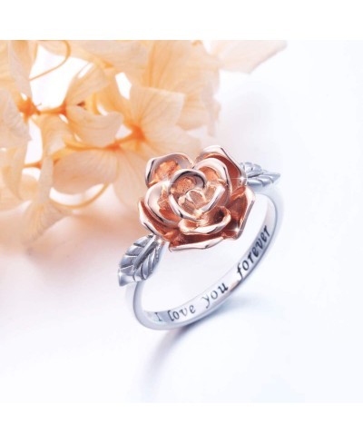 S925 Sterling Silver 3D Wedding Engagement Rose Flower Love Jewelry Bands Promise Ring for Women Teen Girl $23.06 Promise Rings