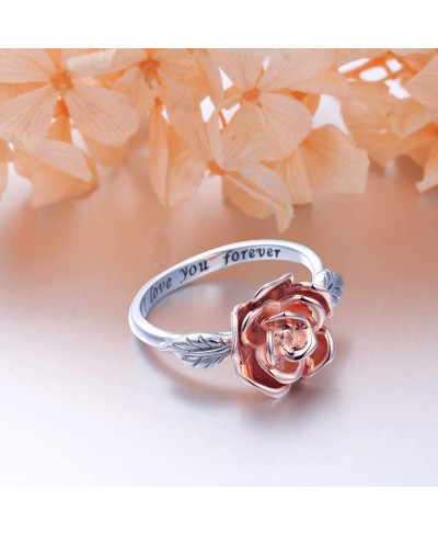 S925 Sterling Silver 3D Wedding Engagement Rose Flower Love Jewelry Bands Promise Ring for Women Teen Girl $23.06 Promise Rings