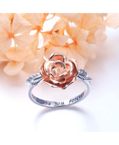 S925 Sterling Silver 3D Wedding Engagement Rose Flower Love Jewelry Bands Promise Ring for Women Teen Girl $23.06 Promise Rings