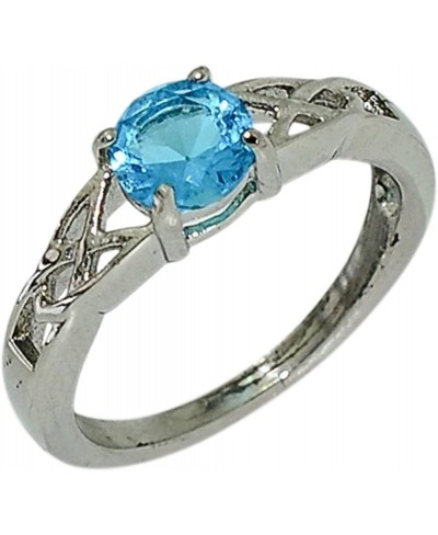 Birthstone Ring~December~Stainless Steel~Celtic~Cubic Zirconia CZ~Blue Topaz~Turquoise Crystal~Mother's Ring~Fashion Ring~Wom...