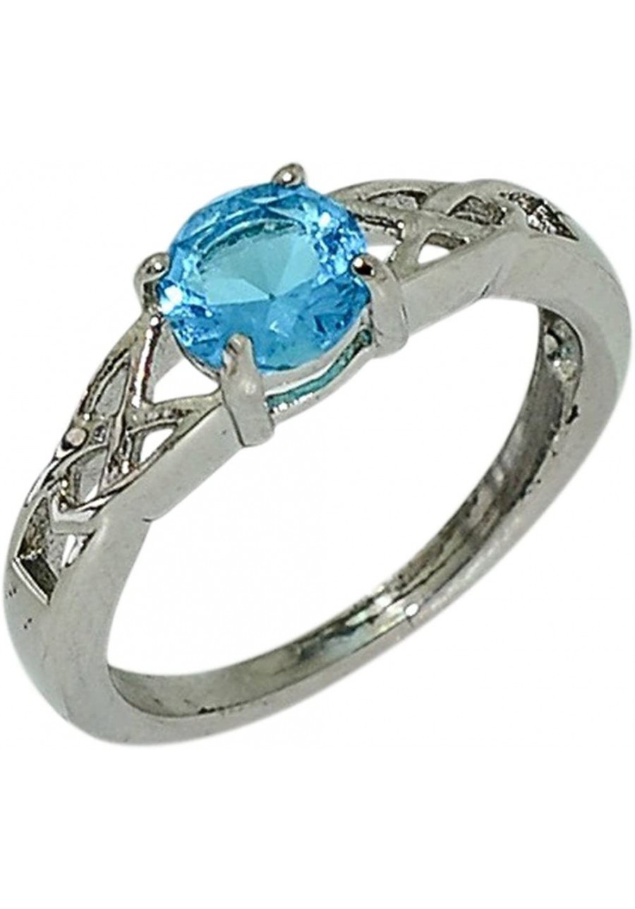 Birthstone Ring~December~Stainless Steel~Celtic~Cubic Zirconia CZ~Blue Topaz~Turquoise Crystal~Mother's Ring~Fashion Ring~Wom...