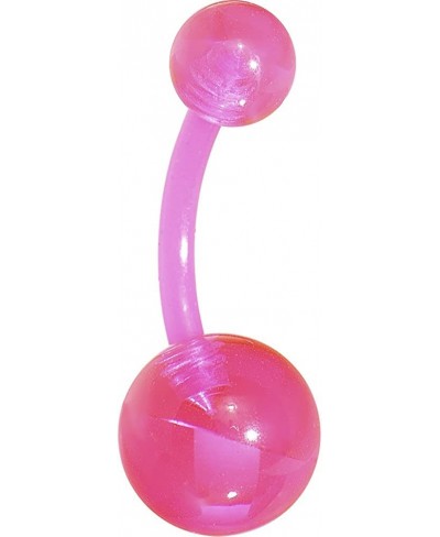 Pink Bioplast Acrylic Ball Belly Button Ring $11.37 Piercing Jewelry