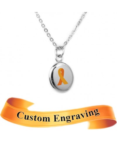 Custom Engraved Orange Awareness Necklace - 316L Steel - 22in/56cm $29.27 Pendant Necklaces