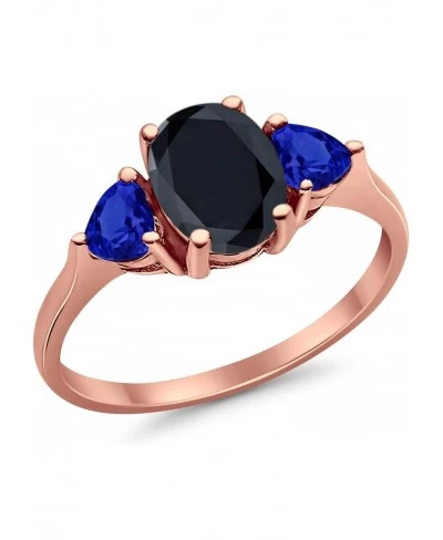 Fashion Promise Ring 3-Stone Oval & Heart Simulated Blue Sapphire CZ 925 Sterling Silver $19.31 Promise Rings