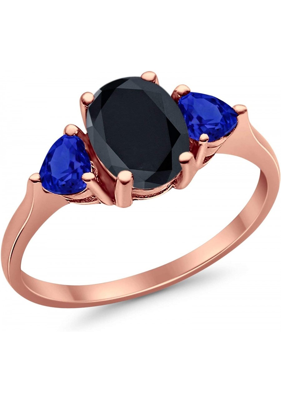 Fashion Promise Ring 3-Stone Oval & Heart Simulated Blue Sapphire CZ 925 Sterling Silver $19.31 Promise Rings