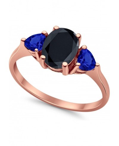 Fashion Promise Ring 3-Stone Oval & Heart Simulated Blue Sapphire CZ 925 Sterling Silver $19.31 Promise Rings