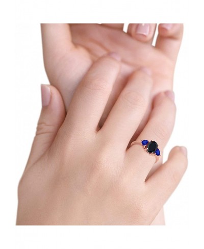 Fashion Promise Ring 3-Stone Oval & Heart Simulated Blue Sapphire CZ 925 Sterling Silver $19.31 Promise Rings