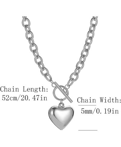 Chain Necklace for Women 18K White Gold Plated Chunky Cuban Chain Link Necklace with Heart Hypoallergenic Jewelry for Women $...