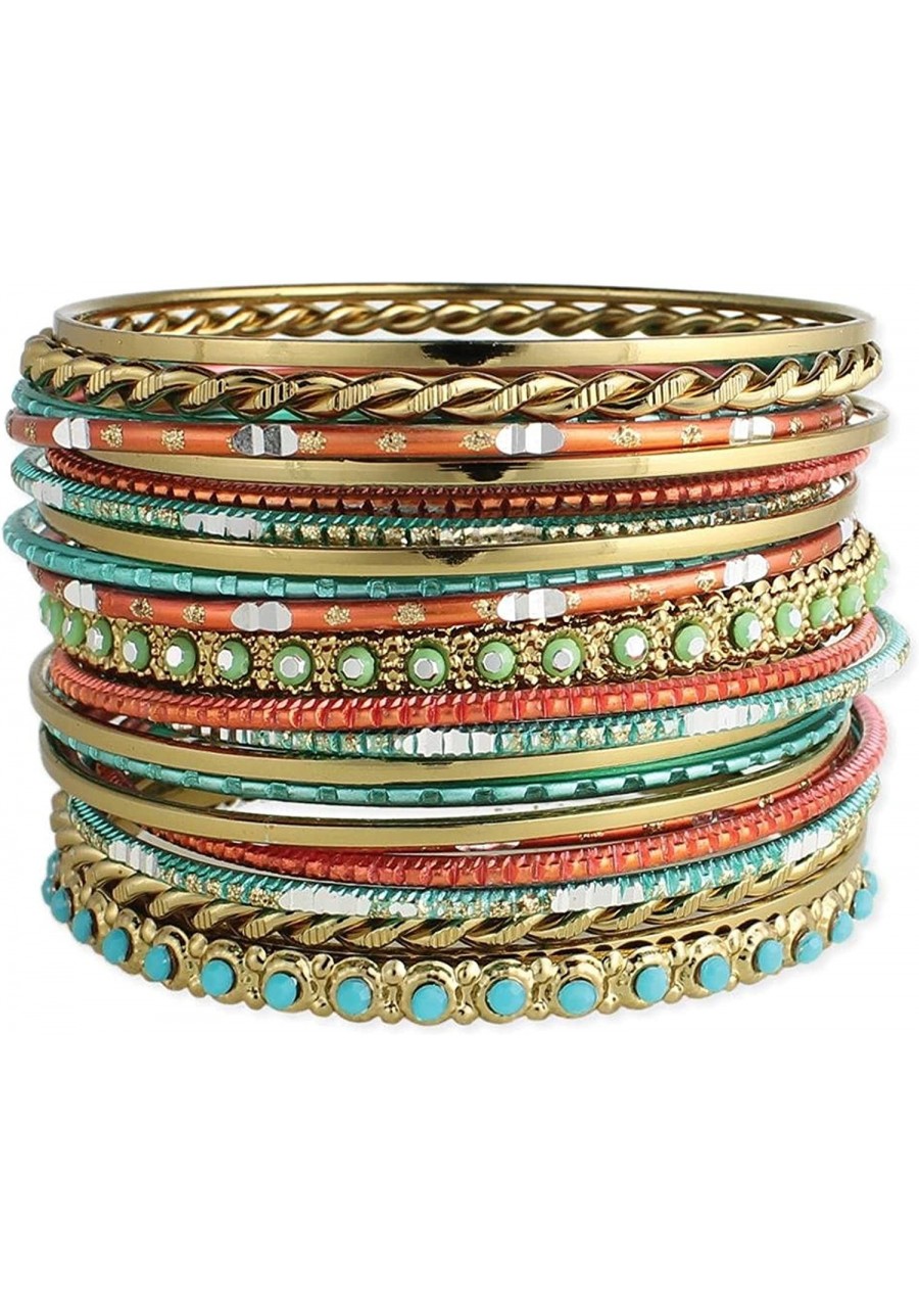 Set of 22 Golden Turquoise and Coral Bangle Bracelets $19.65 Bangle