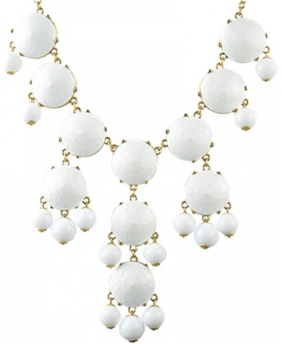 Jane Stone Bubble Chunky Jewelry White Beads Classic Statement Necklace (Fn0508-pure White) $12.64 Y-Necklaces