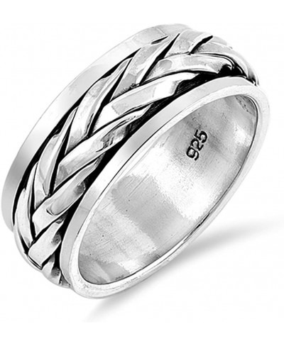 Oxidized Vintage Weave Rope Knot Spinner Ring Sterling Silver Band Sizes 7-13 $28.86 Bands