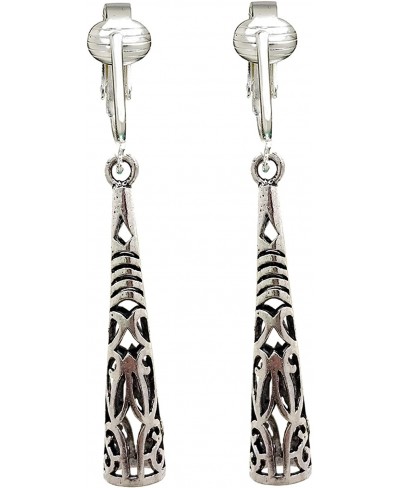 Modern Silver Dangle Clip On Earrings for Women & Clip-ons Non-pierced Ears Long Dazzling Drop $19.65 Clip-Ons