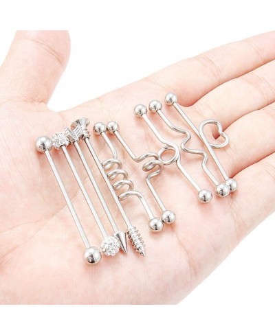 9Pcs 14G Surgical Steel Industrial Barbell Earrings Arrow Screw Ball Cartilage Helix Piercing Body Jewelry for Women Men 1 1/...