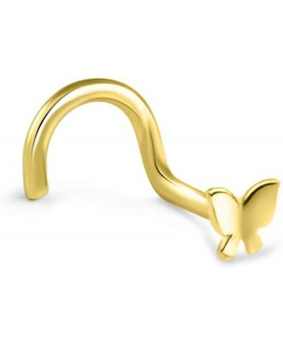 14k Solid Yellow Gold Nose Ring Stud Nose Screw L Bend Nose Bone 3.5mm Butterfly 22G 20G or 18G $22.82 Piercing Jewelry