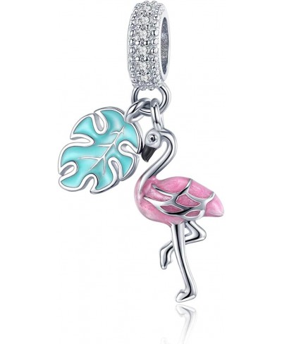 Summer New Pink Enamel Flamingo Pendant Charms for 3mm Snake Bracelet or Necklace 925 Sterling Silver Bijoux $16.91 Pendants ...