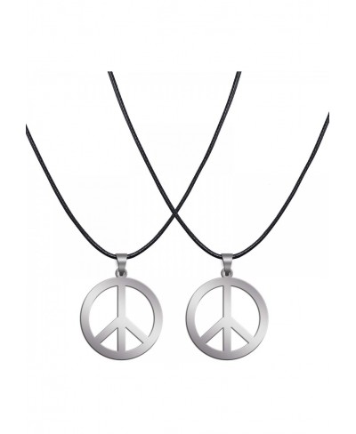 2 Pack Hippie Style Peace Sign Necklace Hippie Party Dressing Accessories Silver $9.86 Pendant Necklaces