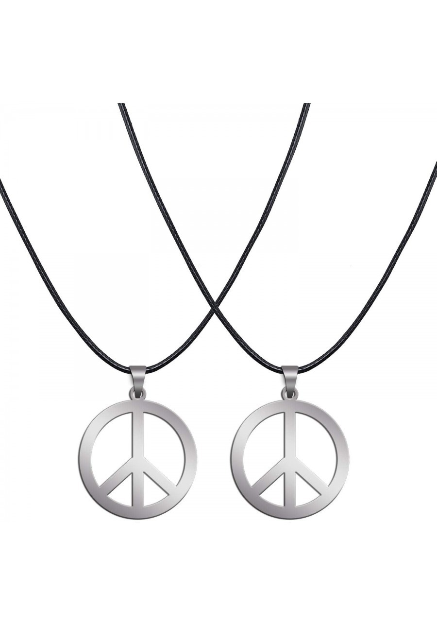 2 Pack Hippie Style Peace Sign Necklace Hippie Party Dressing Accessories Silver $9.86 Pendant Necklaces