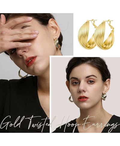 Chunky Gold Hoop Earrings Set for Women 9 Pair 14K Gold Plated Thick Open Small/Big Hoops Jewelry Gift $13.27 Hoop