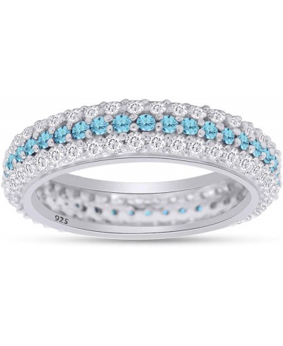 US Round Cut Blue Simulated Aquamarine Eternity Ring in 14K Gold Over Sterling Silver $41.35 Eternity Rings