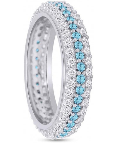 US Round Cut Blue Simulated Aquamarine Eternity Ring in 14K Gold Over Sterling Silver $41.35 Eternity Rings