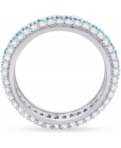 US Round Cut Blue Simulated Aquamarine Eternity Ring in 14K Gold Over Sterling Silver $41.35 Eternity Rings