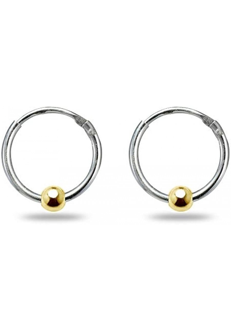 Sterling Silver Ball Bead Small Endless 10mm Thin Round Unisex Hoop Earrings for Men Women $12.99 Hoop