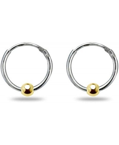 Sterling Silver Ball Bead Small Endless 10mm Thin Round Unisex Hoop Earrings for Men Women $12.99 Hoop