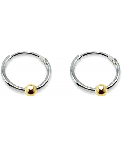 Sterling Silver Ball Bead Small Endless 10mm Thin Round Unisex Hoop Earrings for Men Women $12.99 Hoop