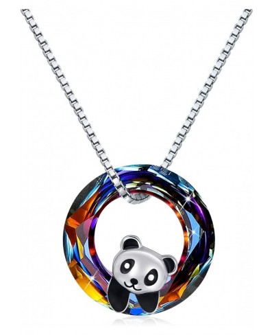 925 Sterling Silver Panda with Crystal Pendant Necklace Birthday Gifts for Women Daughter $24.04 Pendant Necklaces