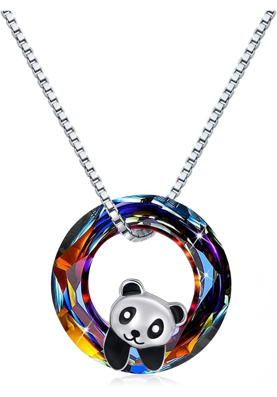 925 Sterling Silver Panda with Crystal Pendant Necklace Birthday Gifts for Women Daughter $24.04 Pendant Necklaces